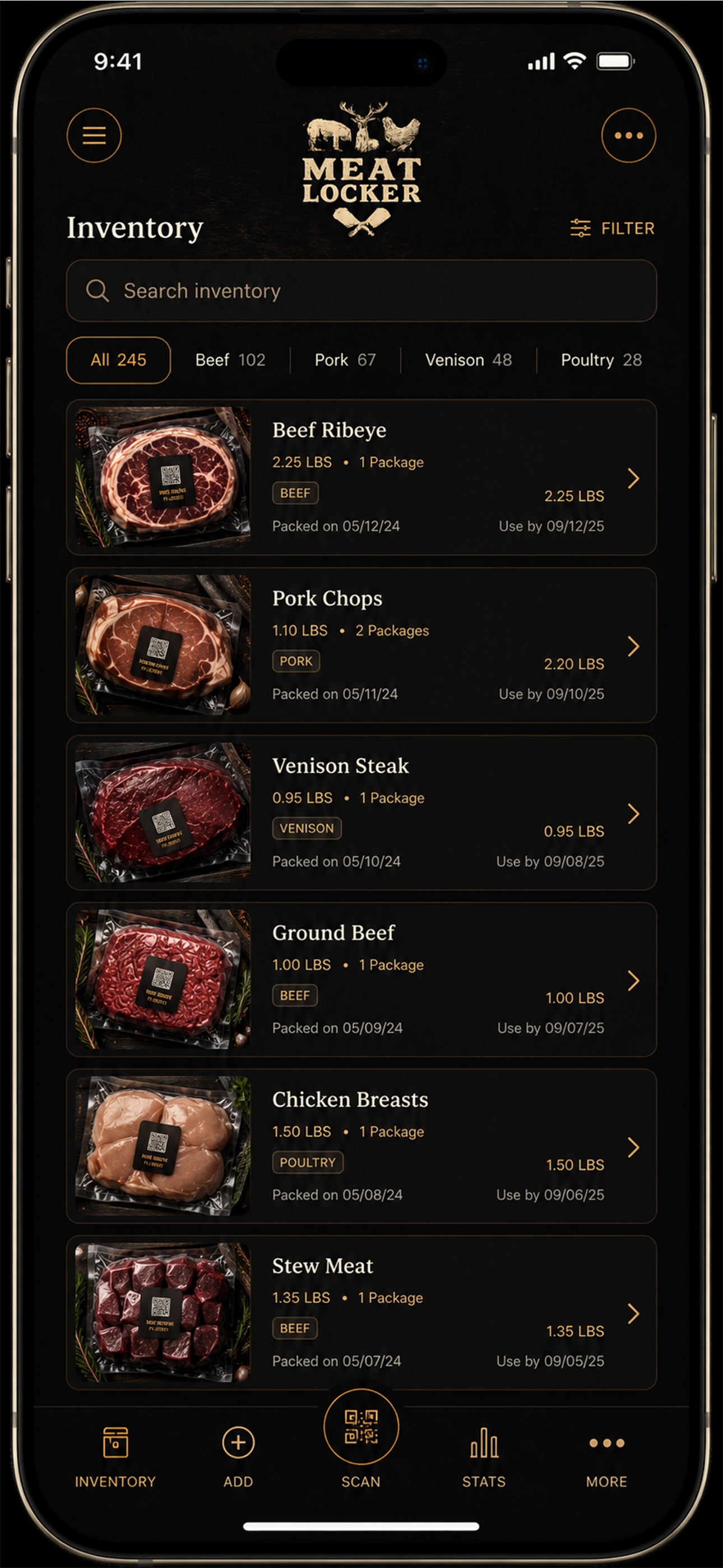 MeatLocker app — inventory